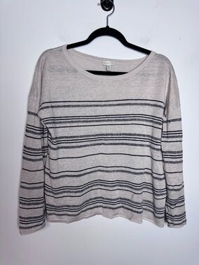 Garnet Hill Boxy Linen Boatneck Sweater Size S